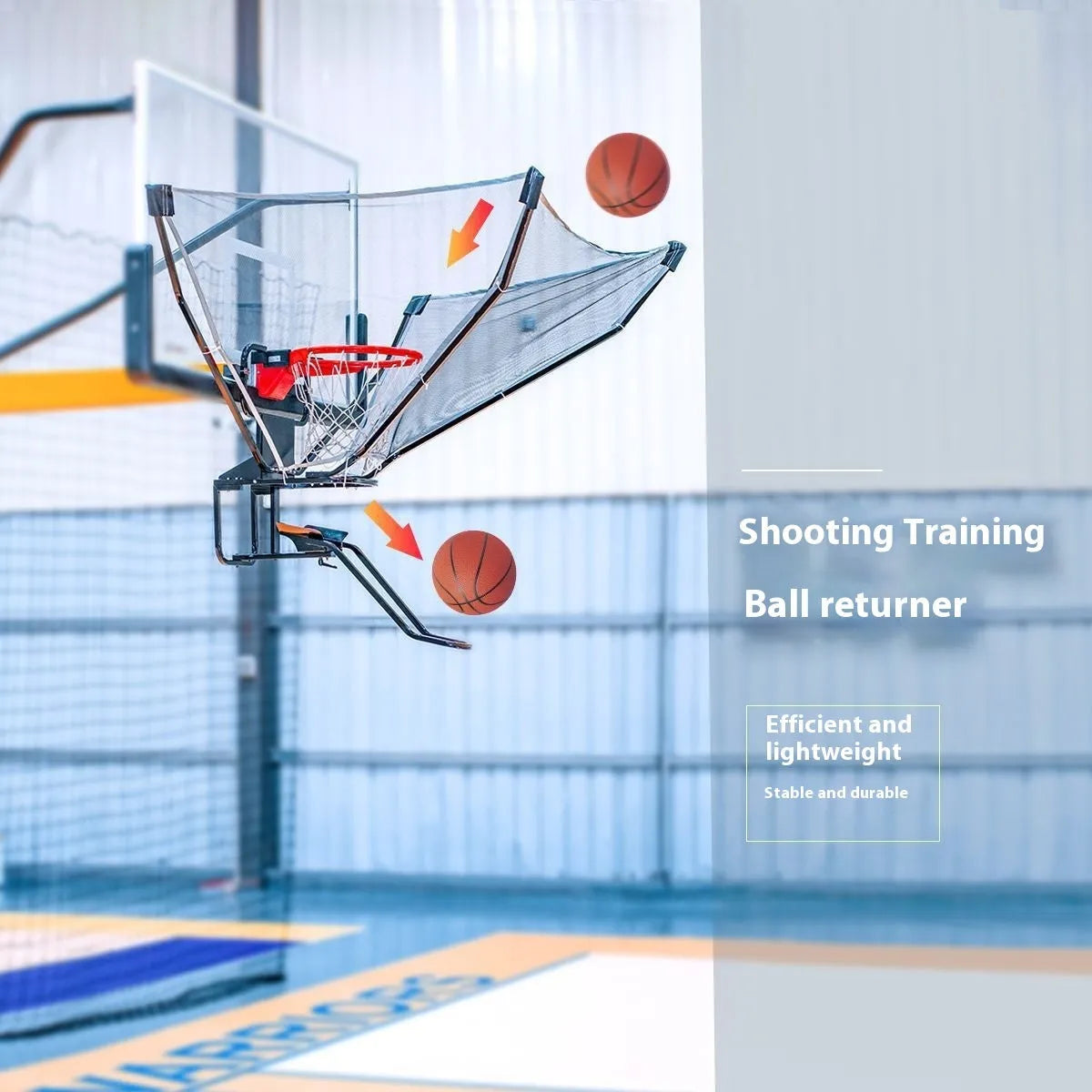 Portable automatic basketball shooting training return device made of cowhide and iron.