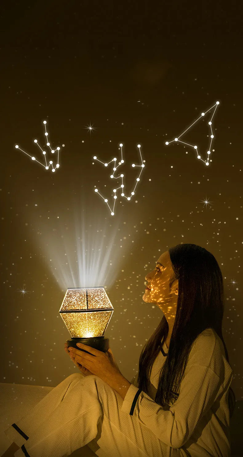 Children's rotating stars LED night light projecting dreamlike starlight patterns