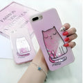 Glitter cat design phone case for iPhone models 6 through X with bright colours