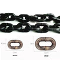 PP plastic novelty dog leash hand rope prop in bronze, antique silver, or black colours on a white background.