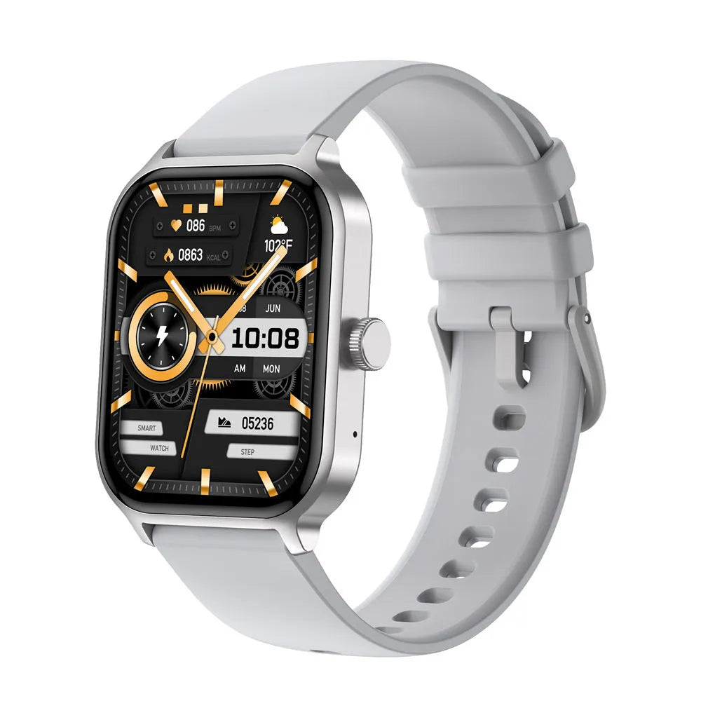 Black Bluetooth calling smartwatch with TFT screen showing heart rate monitoring on a wrist