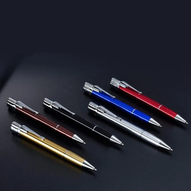 Metal refillable jet pen lighter with windproof torch flame in silver finish