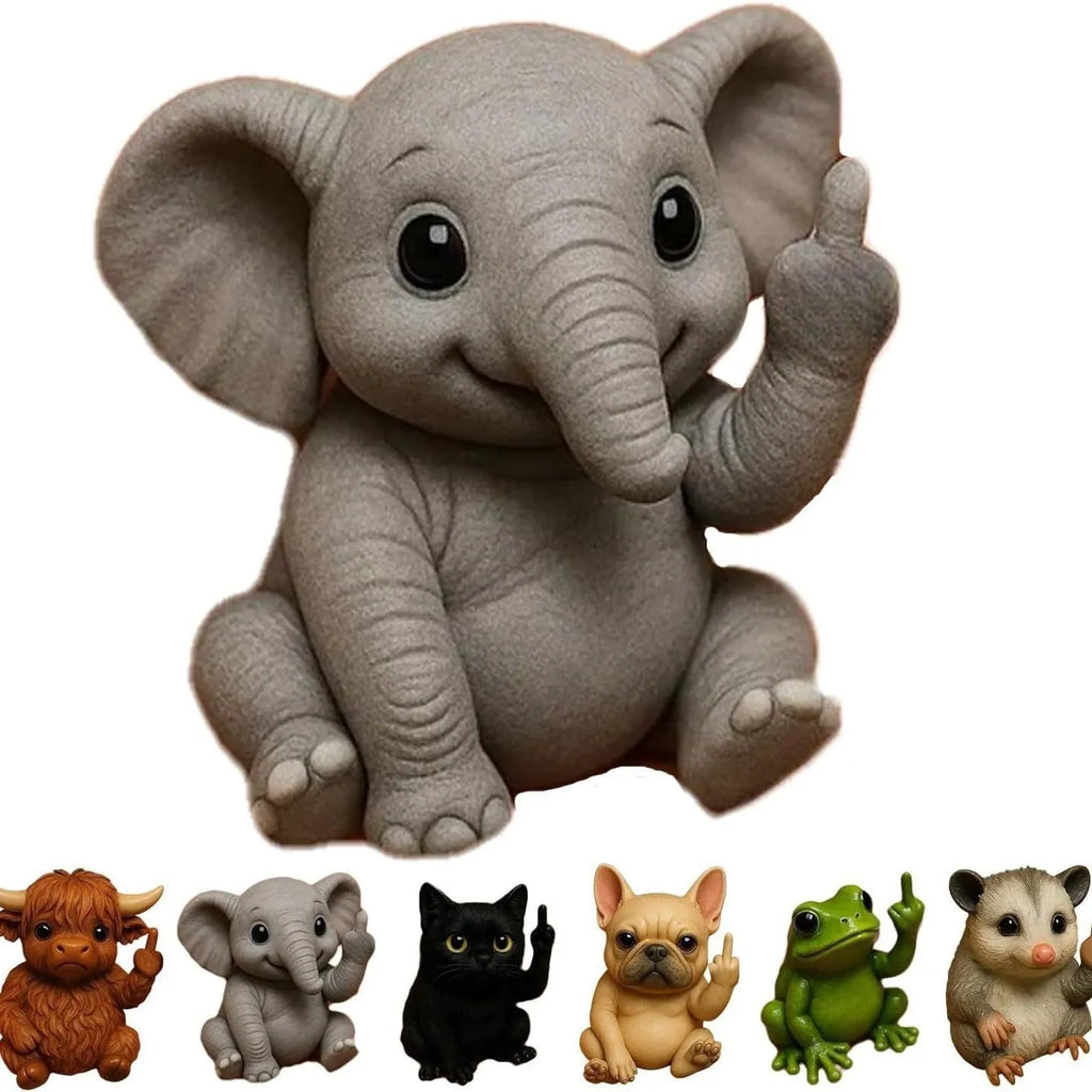Plastic resin animal middle finger doll ornament showing cat design with distinctive gesture