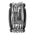 Black aluminium alloy combination bicycle repair tool set with chain breaker in a storage bag