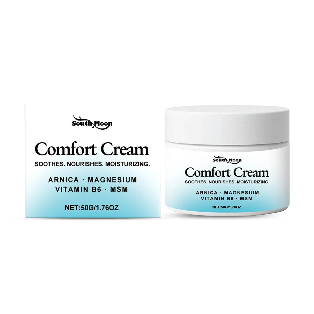Square 5cm moisturising cream jar containing 50g of gentle hydrating cream with active ingredients