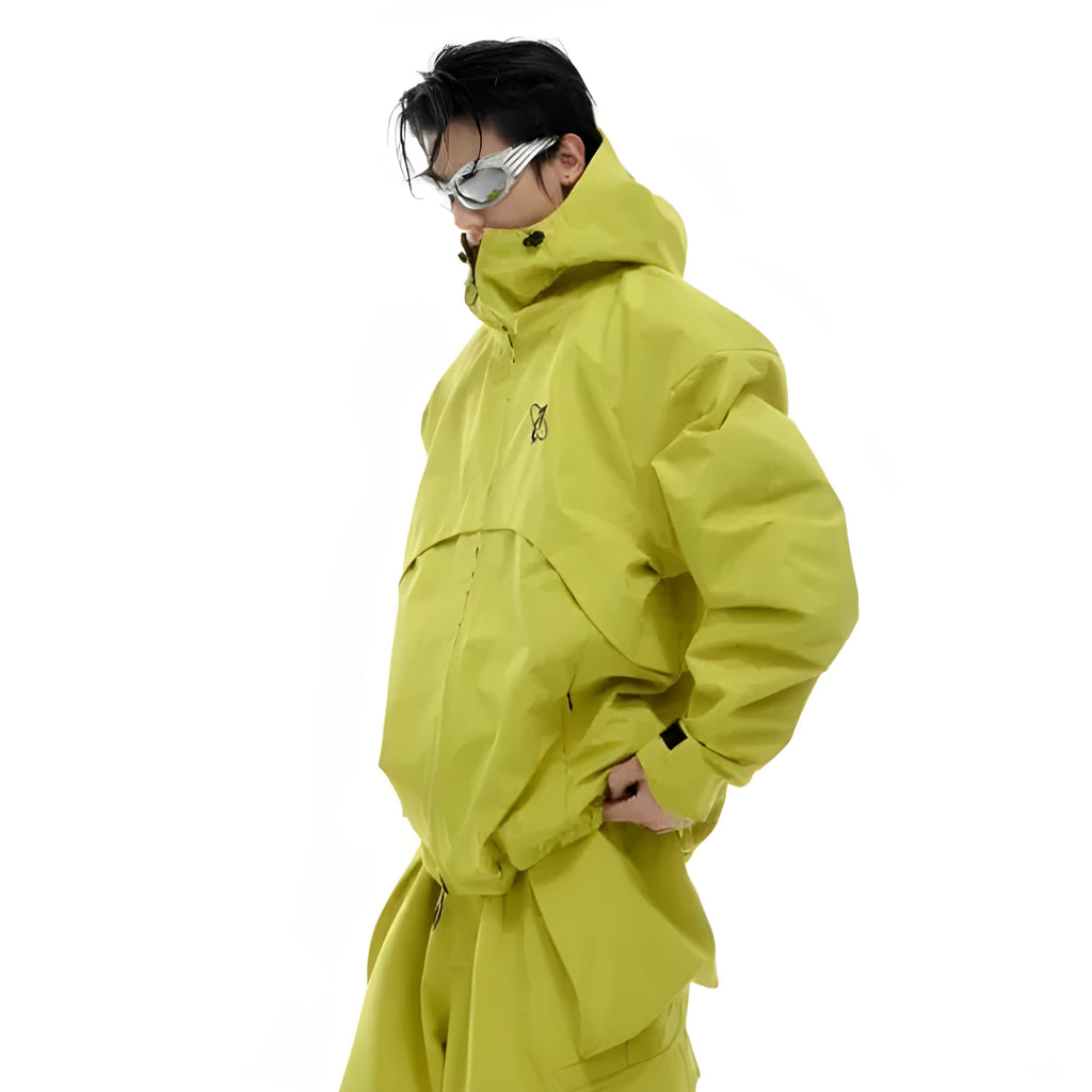Waterproof windproof assault jacket set for men women black green grey polyester fibre loose fit long sleeves zipper
