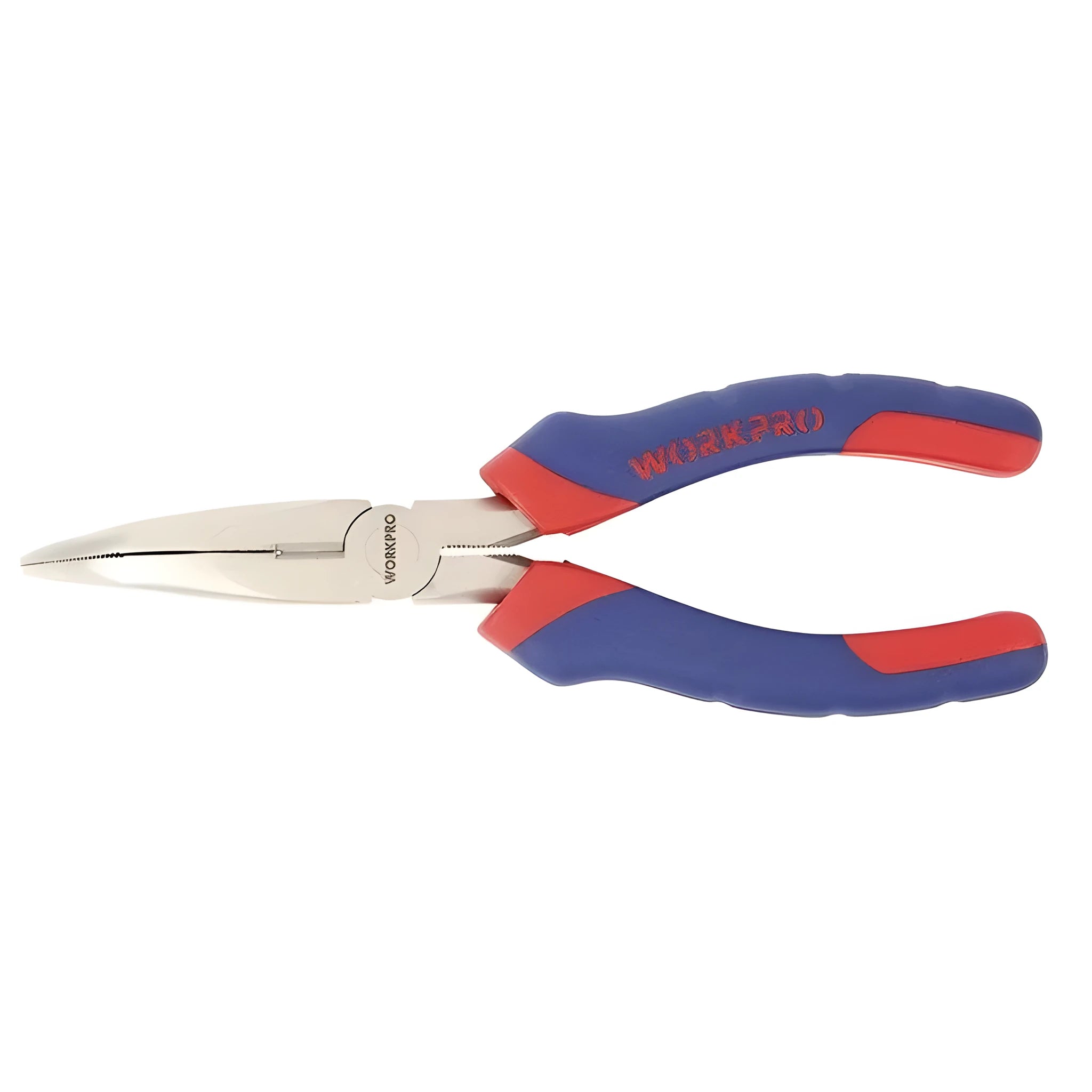 Blue cushion grip curved nose pliers with 18cm length and tapered jaws for electronics and jewellery work