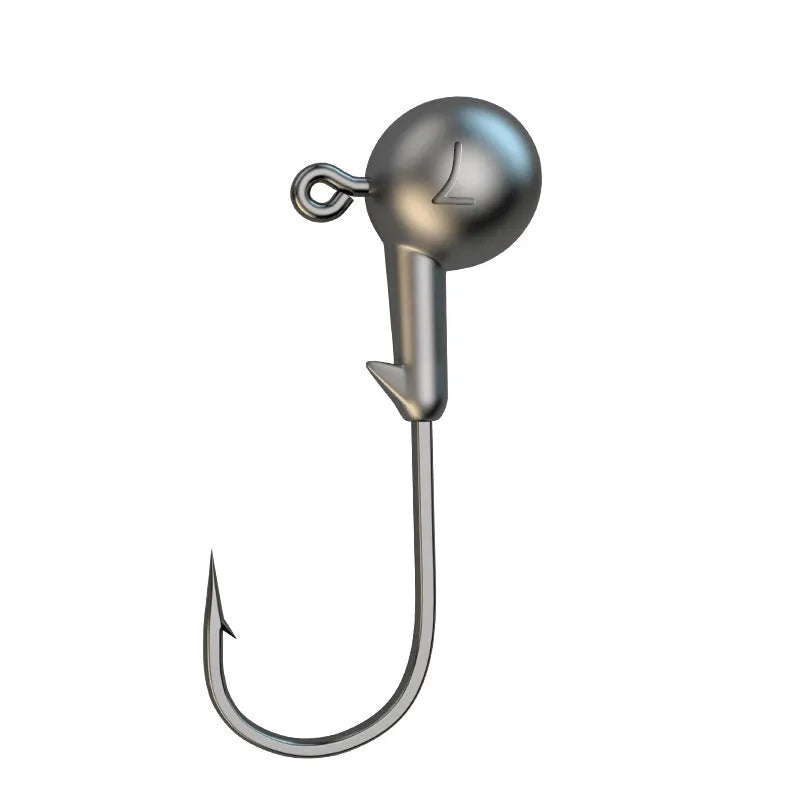 50-piece set of steel jig hooks in primary colours with a lead-headed hook for fishing.