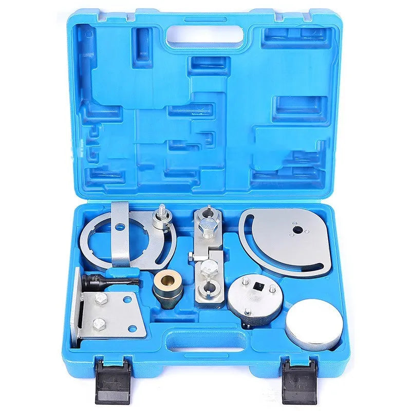 Volvo Land Rover engine timing tool kit with 8 carbon steel pieces for camshaft alignment.