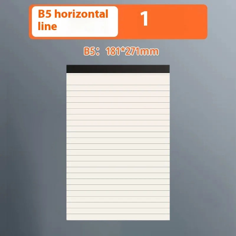 A5 and B5 writing pads with 80 wood-free paper sheets in grid, lined and blank page styles