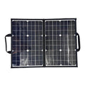 Black folding bag solar panel charger showing 40W monocrystalline design for outdoor use