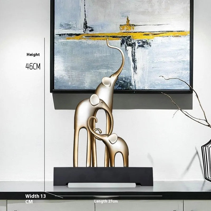 Fortune Bring Elephant decorative resin statue in gold, silver, rose gold or retro colour finish