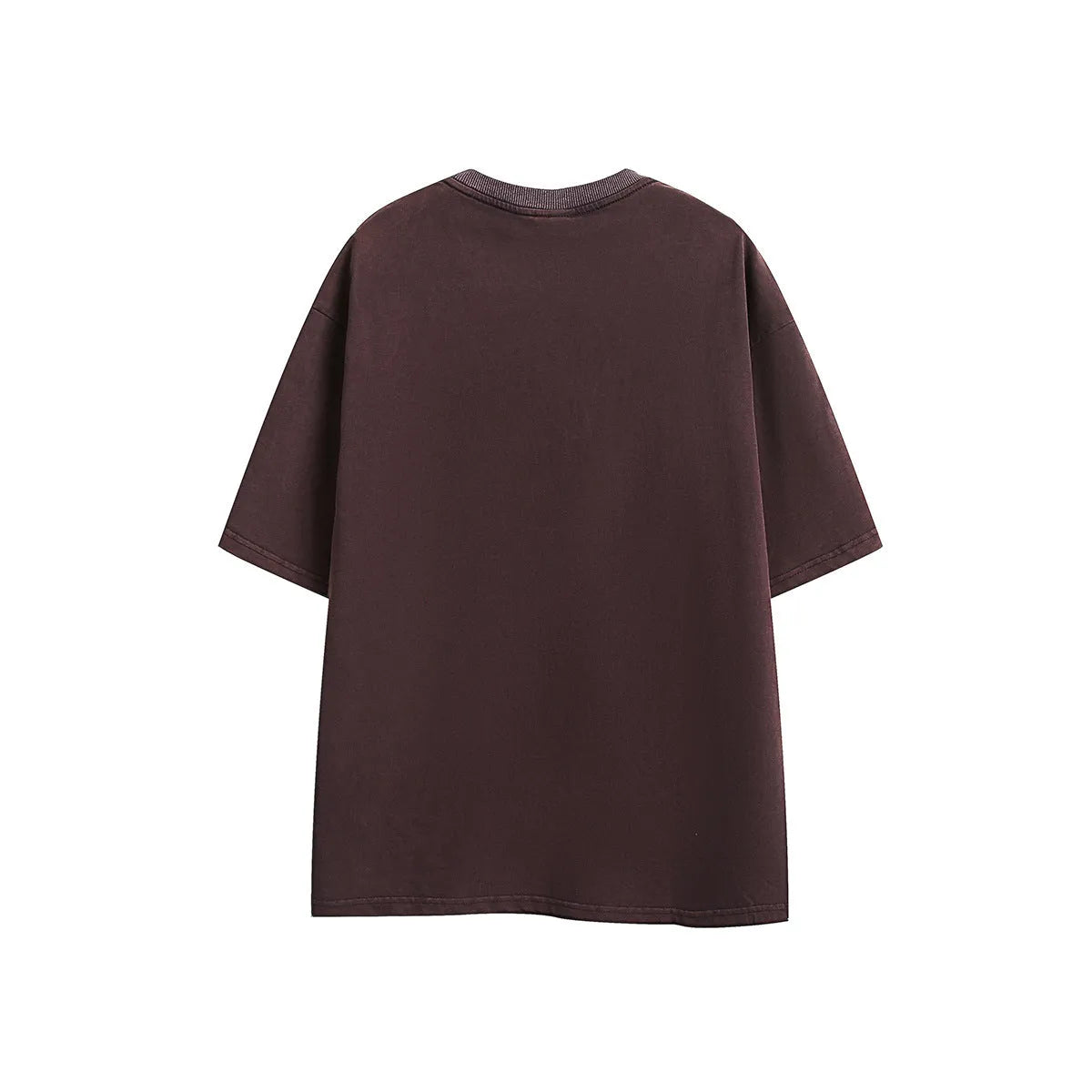 Short-sleeved loose-fit cotton blend T-shirt in purple and black colours