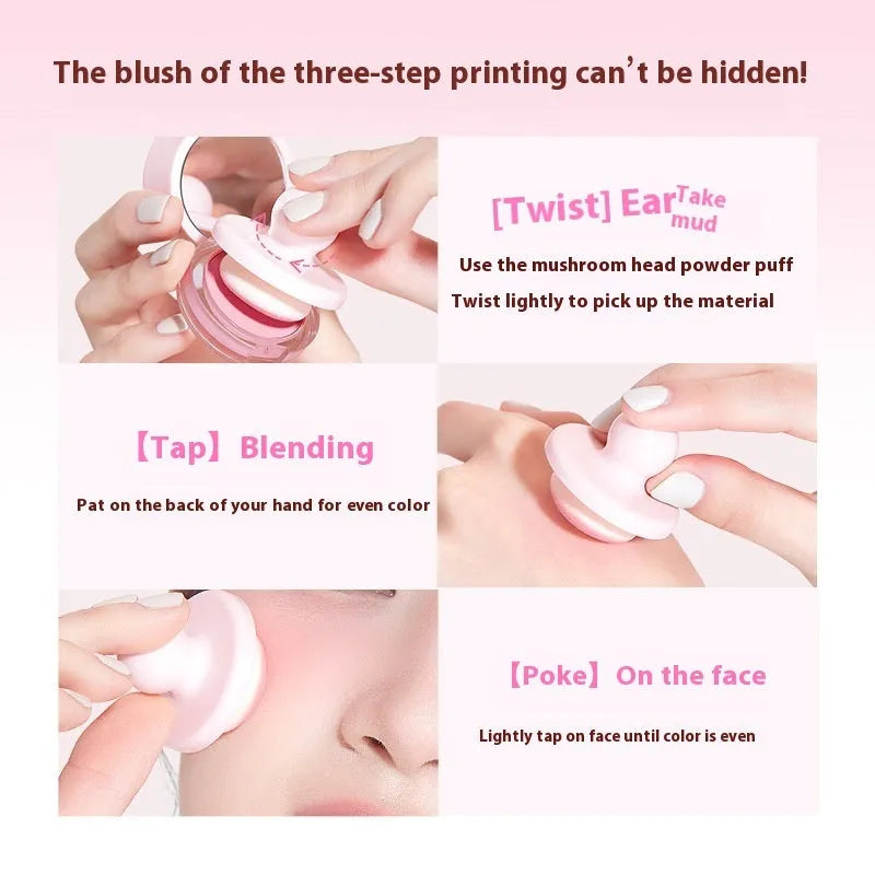 Can Powder Blusher Mud compact blush with shimmer effect in nude colour scheme