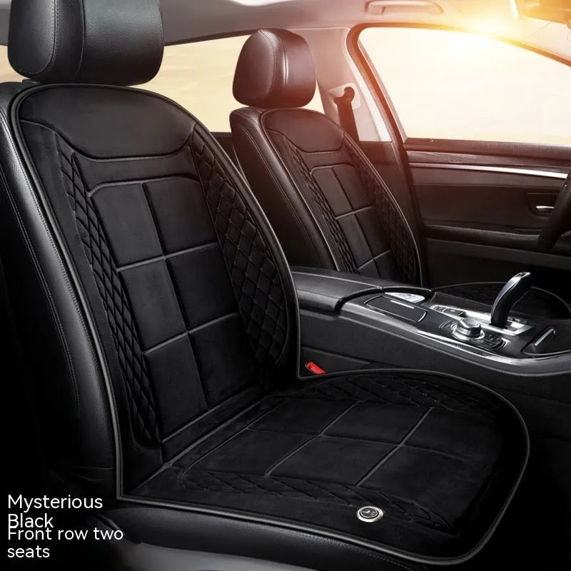 Auto heating cushion for car seats in beige, black, or coffee colours with cotton filler