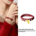 S925 sterling silver bracelet with white shell, red cinnabar, and purple gold sandstone beads and a blessing card charm.