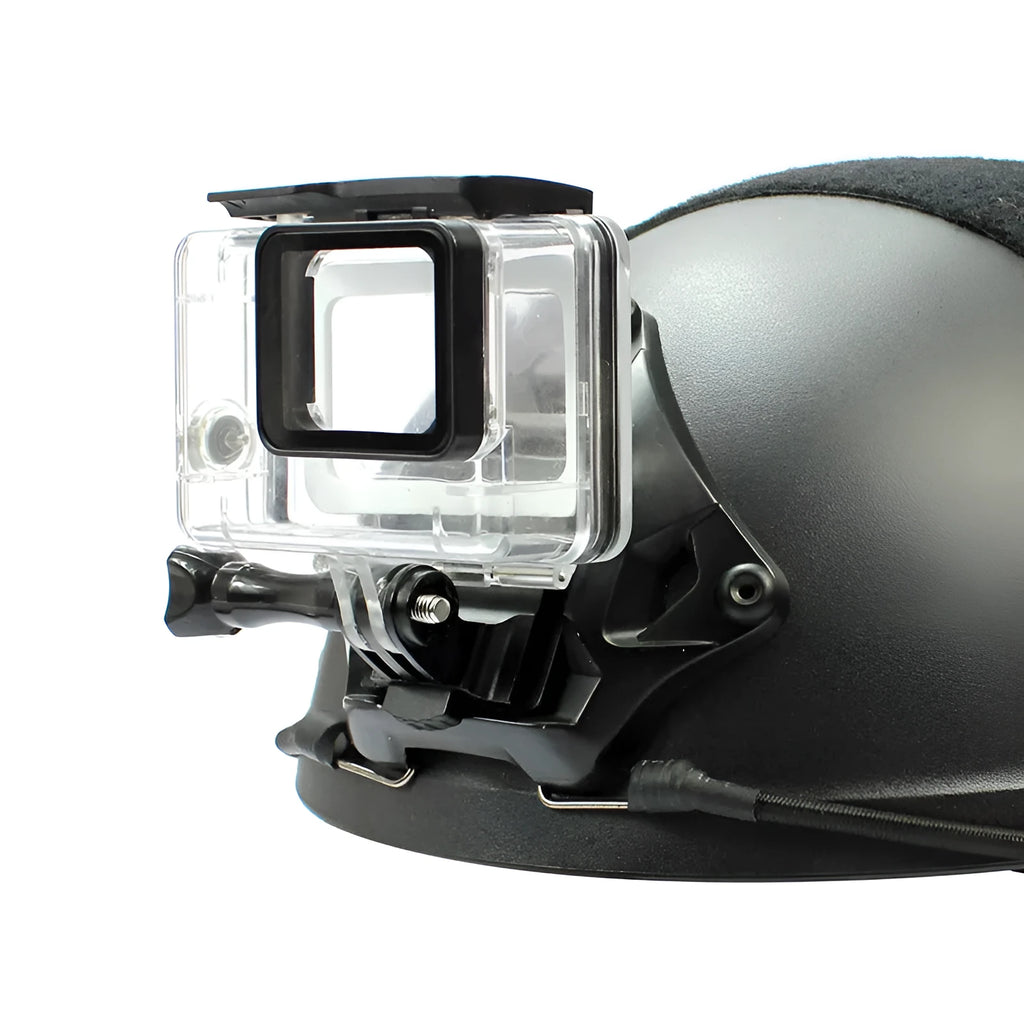 Aluminium alloy helmet camera mount bracket for GoPro and sports cameras with adjustable clamp