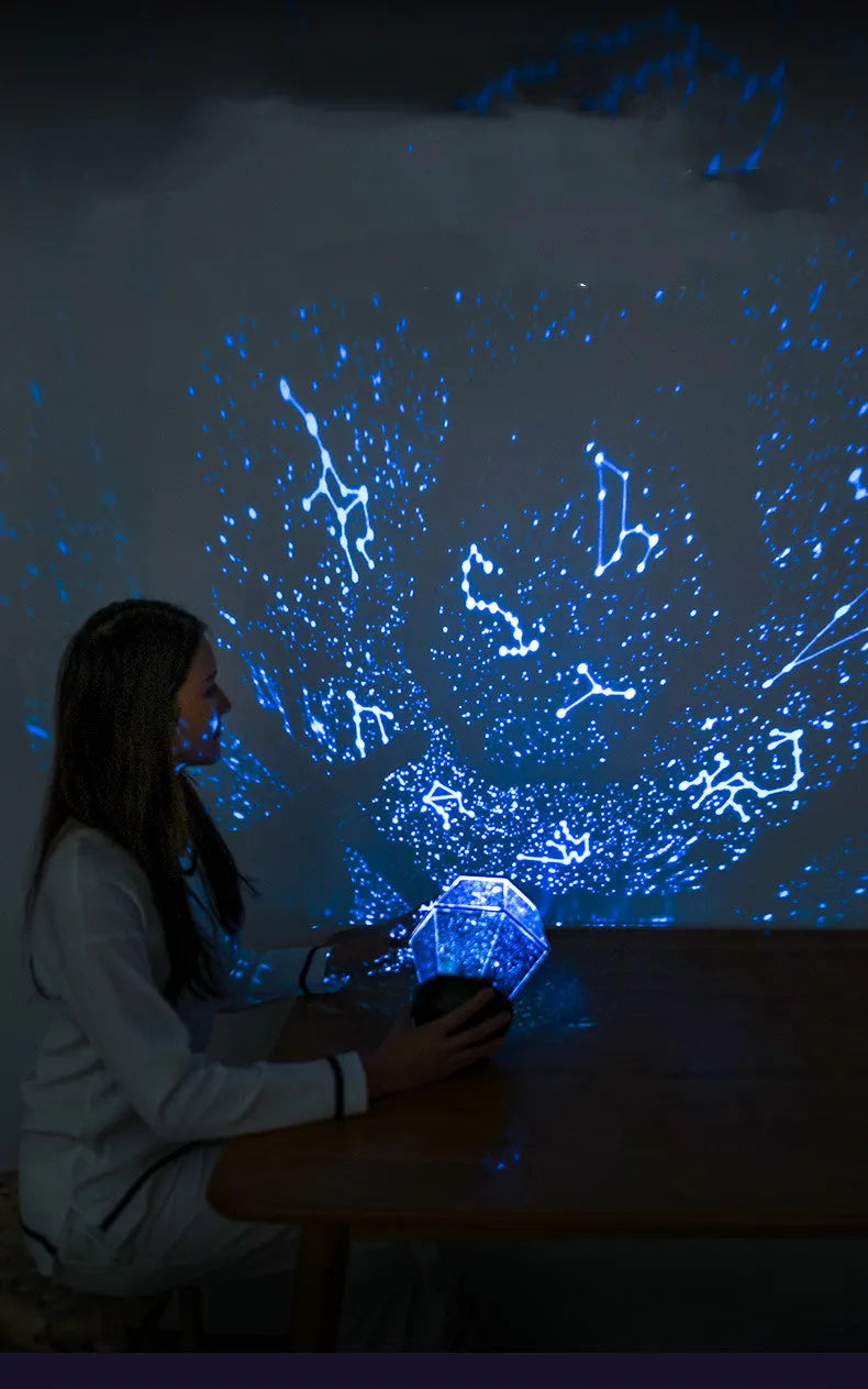 Children's rotating stars LED night light projecting dreamlike starlight patterns
