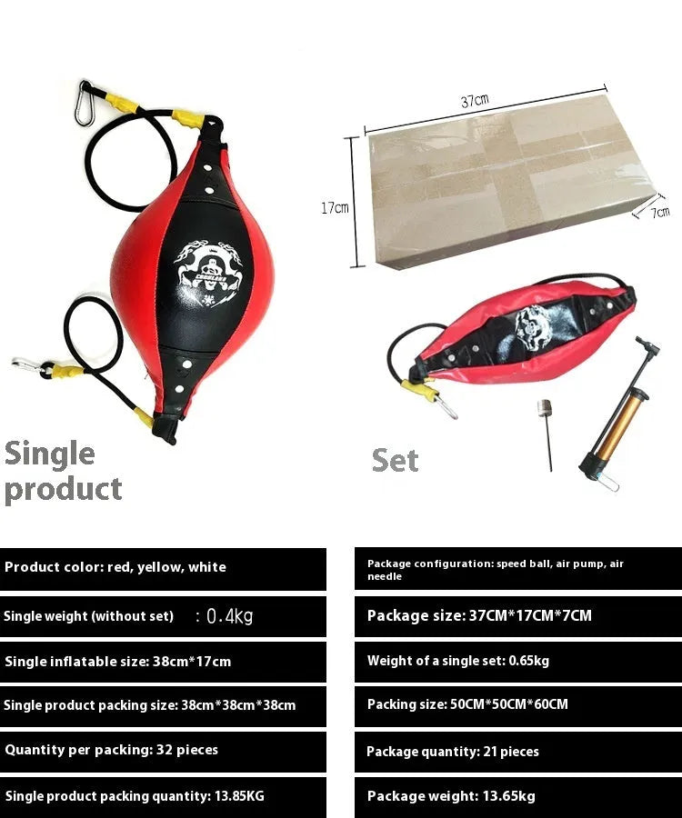 Diamond pattern boxing speed ball hanging from elastic cord in black and red colour option