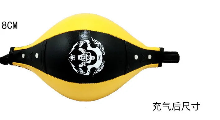 Diamond pattern boxing speed ball hanging from elastic cord in black and red colour option