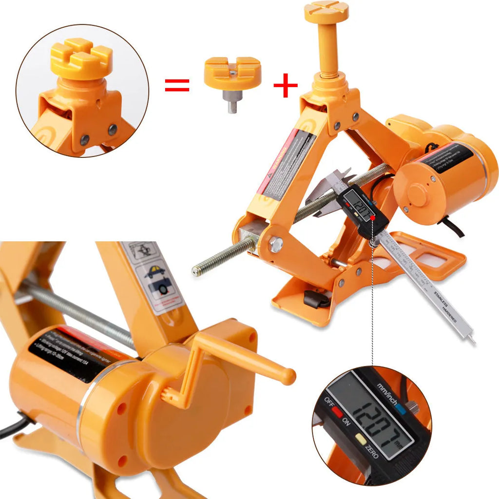 Yellow steel electric car jack set with electric wrench for vehicle tyre changes