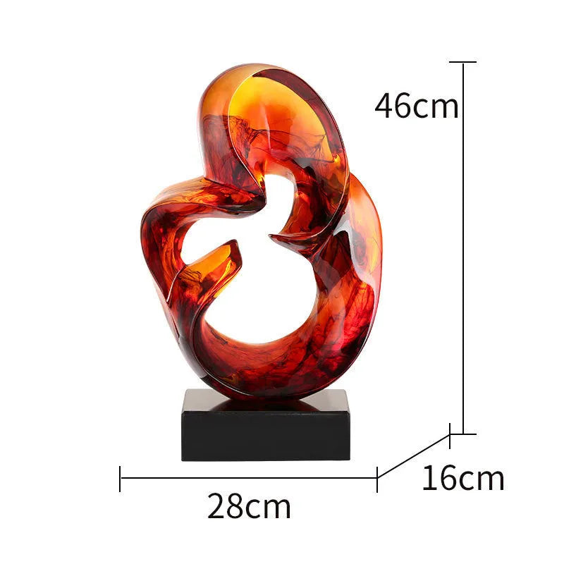 Transparent resin ornament sculpture in modern design style