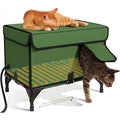 Green foldable insulated cat cage showing cloth construction and collapsible design