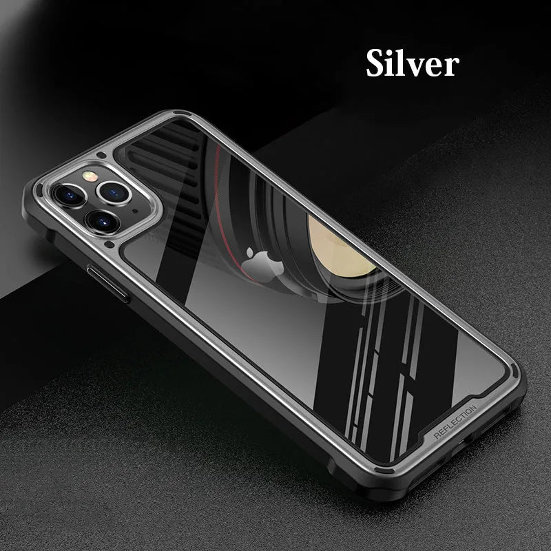 Transparent silicone phone case for iPhone 11 in various colours on a table.