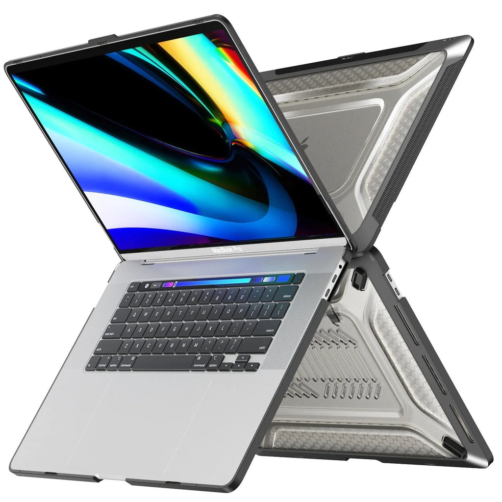 MacBook laptop with a snap-on thermoplastic polyurethane protective shell in elegant apricot colour.
