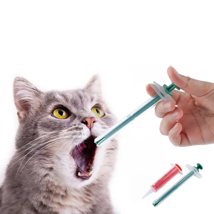 Two reusable pet pill shooter syringes with soft silicone tips, for tablets and capsules