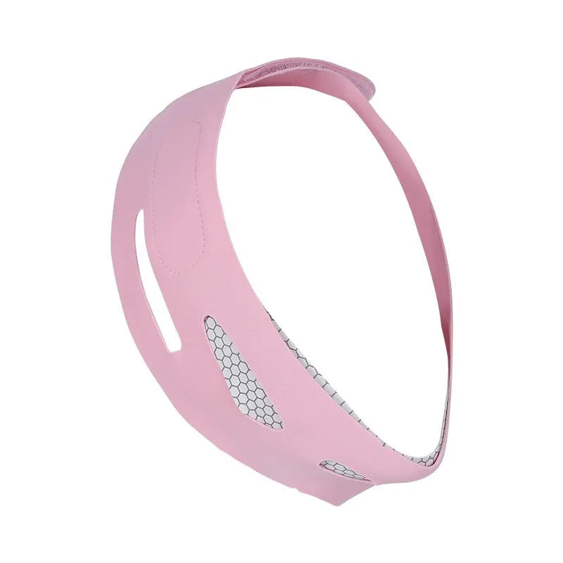 Pink elastic V-shaped face bandage for facial support and contouring applications