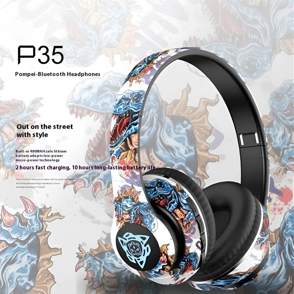 Wireless Bluetooth headset head-mounted design ABS material creative style