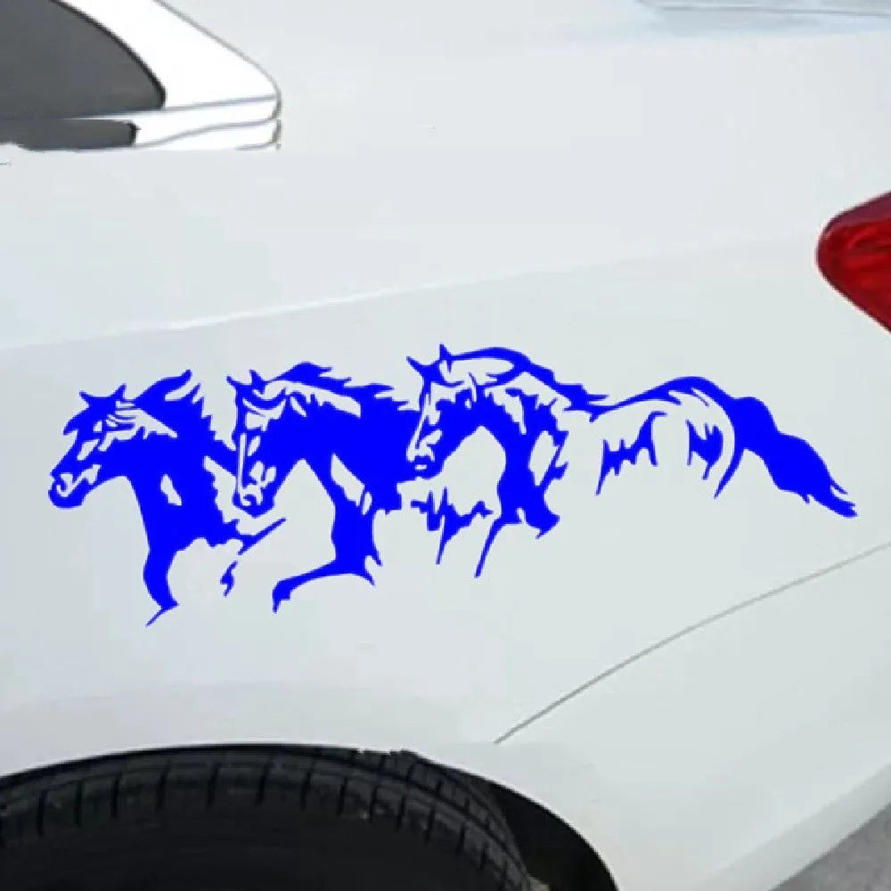Three Horses automotive decal sticker showing steed design in four colour options