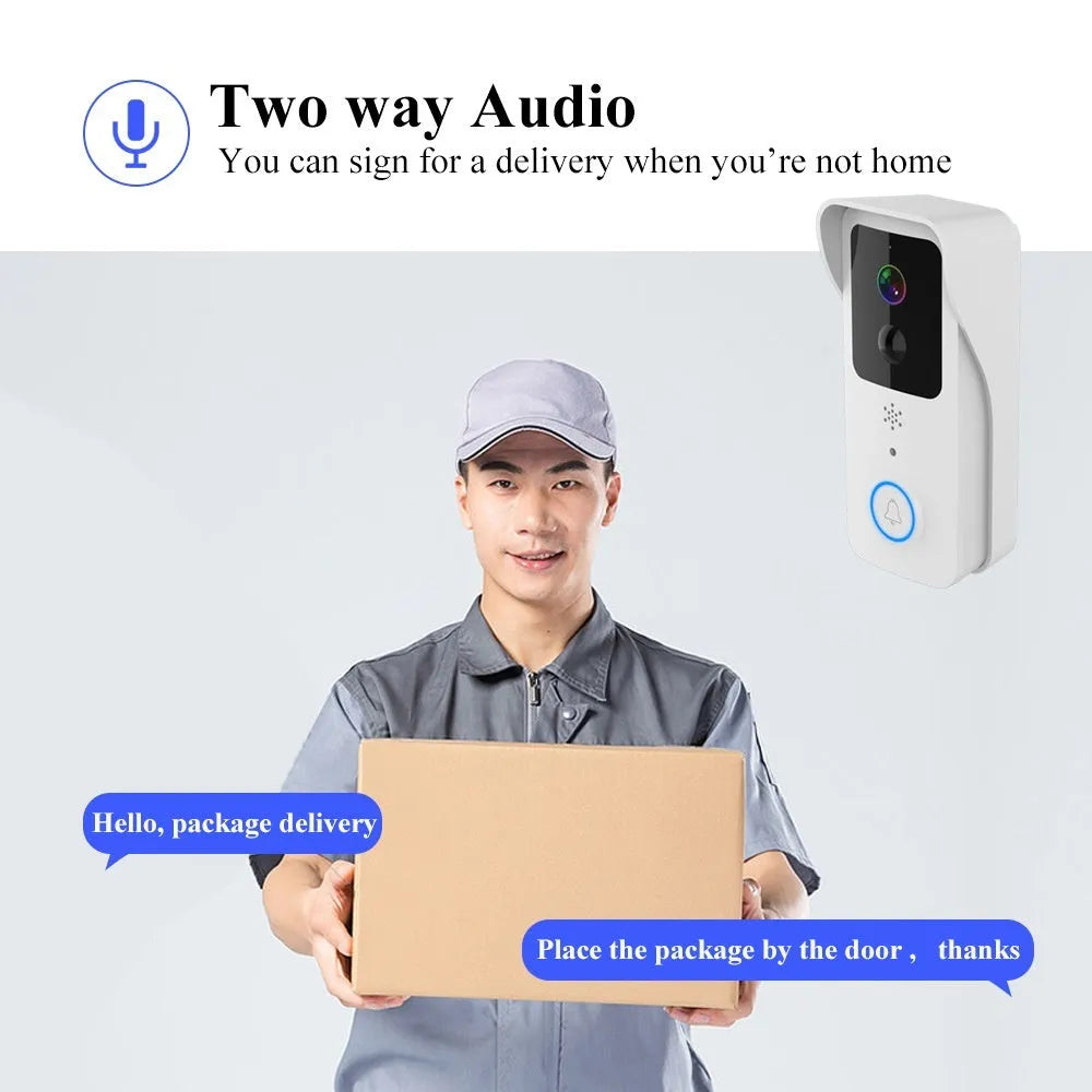 Black or white waterproof smart visual doorbell unit for outdoor security.