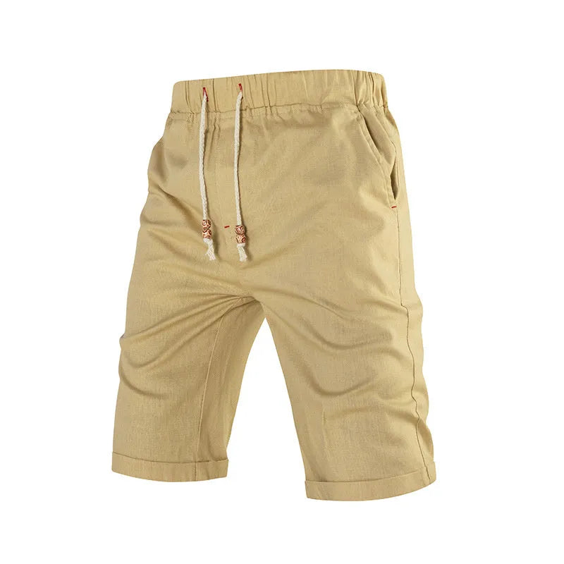 Men's solid-colour casual shorts with a drawstring waistband and a zipper pocket on the leg.