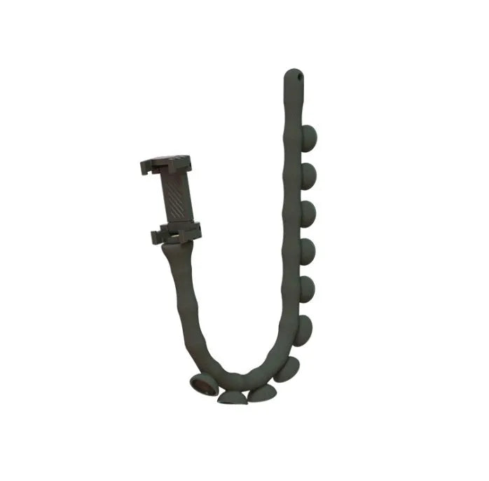 Flexible 62cm long rubber phone holder with suction cup mounted on a bicycle handlebar