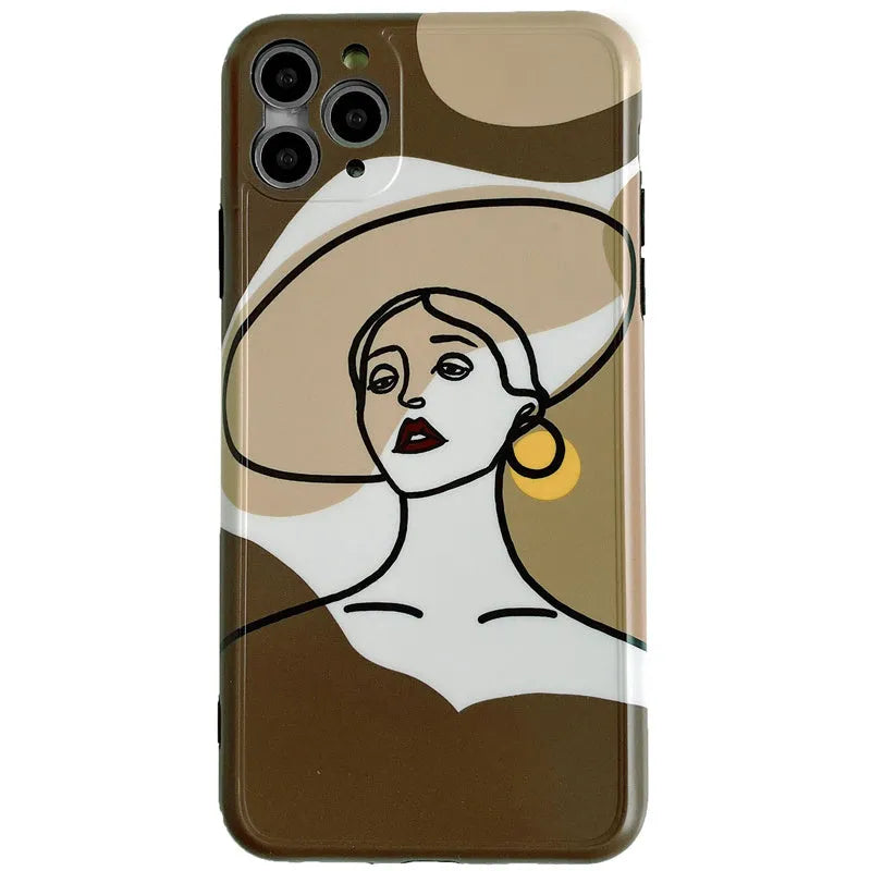Orange yellow cartoon line painting soft gel protective case for Apple iPhone