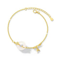 Silver gold electroplated ladies bracelet with starry sky pattern and white chalcedony stone centrepiece