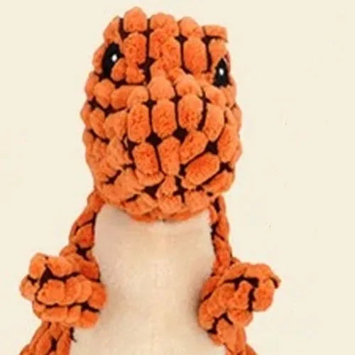 Grey, green, or orange durable dog toy with sound feature, shown next to a measuring tape indicating 35 cm length.