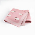 Grey and pink 100x80 cm baby sheepskin blanket made from 100% cotton fabric for cot and pram use.