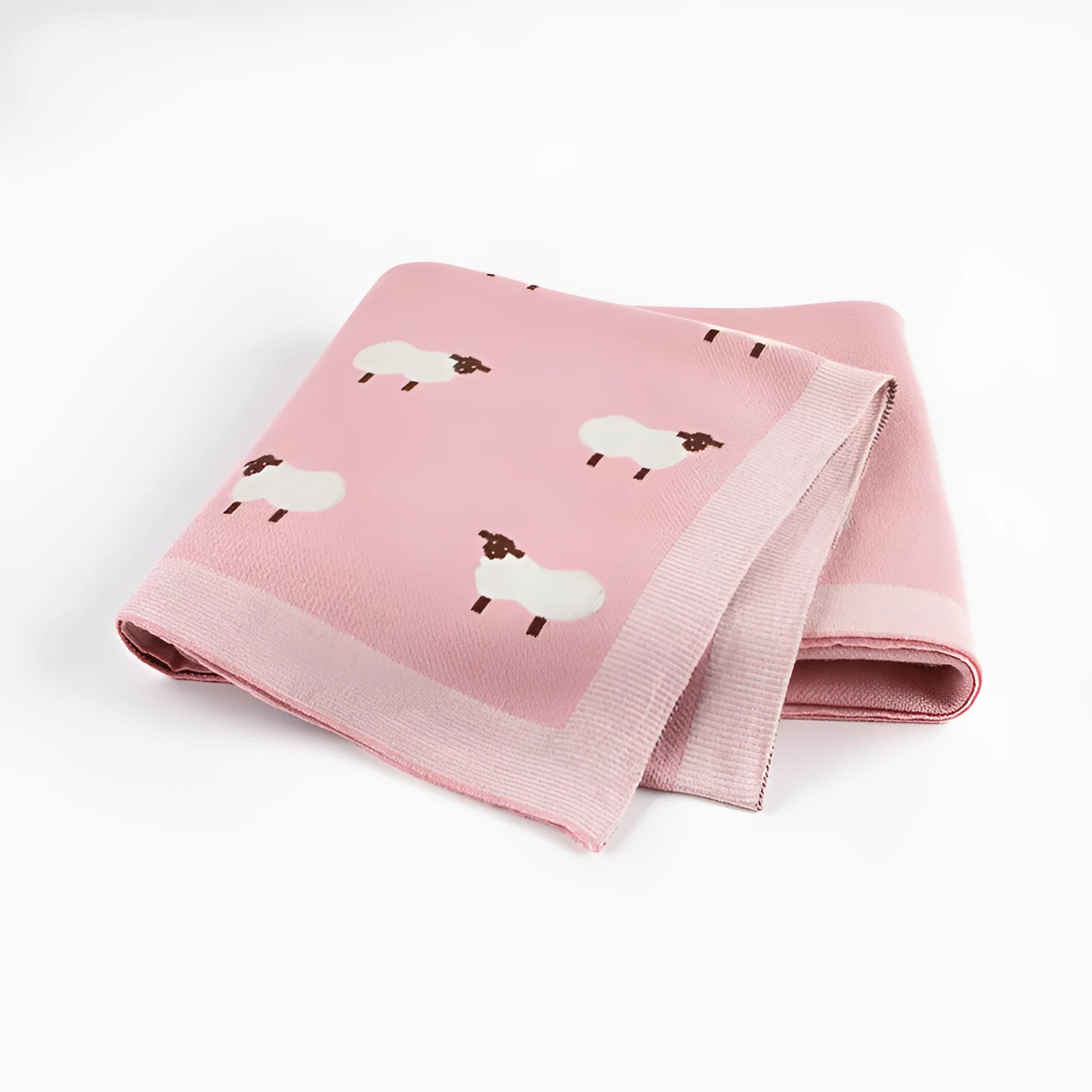 Grey and pink 100x80 cm baby sheepskin blanket made from 100% cotton fabric for cot and pram use.