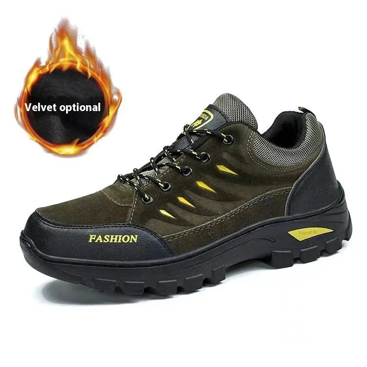 Men's suede hiking sneakers with rubber sole and mid-top design in multiple colour options