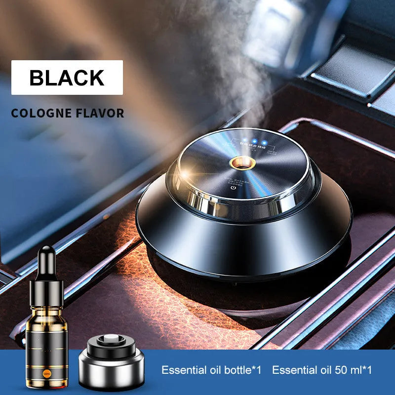Black metal car aromatherapy diffuser with butterfly design and USB cable