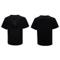 Drum black men's loose fit V-neck T-shirt with short sleeves and tussle detail.