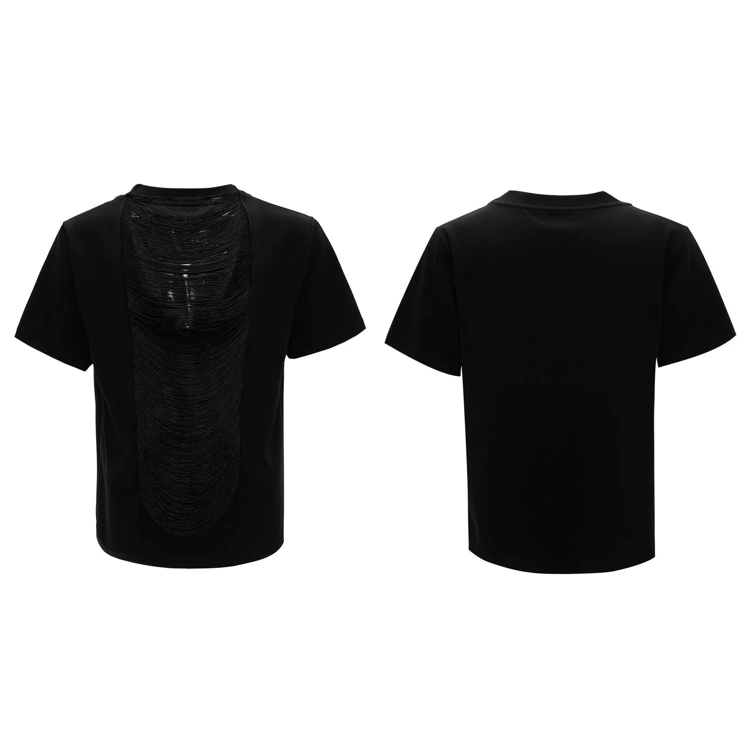 Drum black men's loose fit V-neck T-shirt with short sleeves and tussle detail.