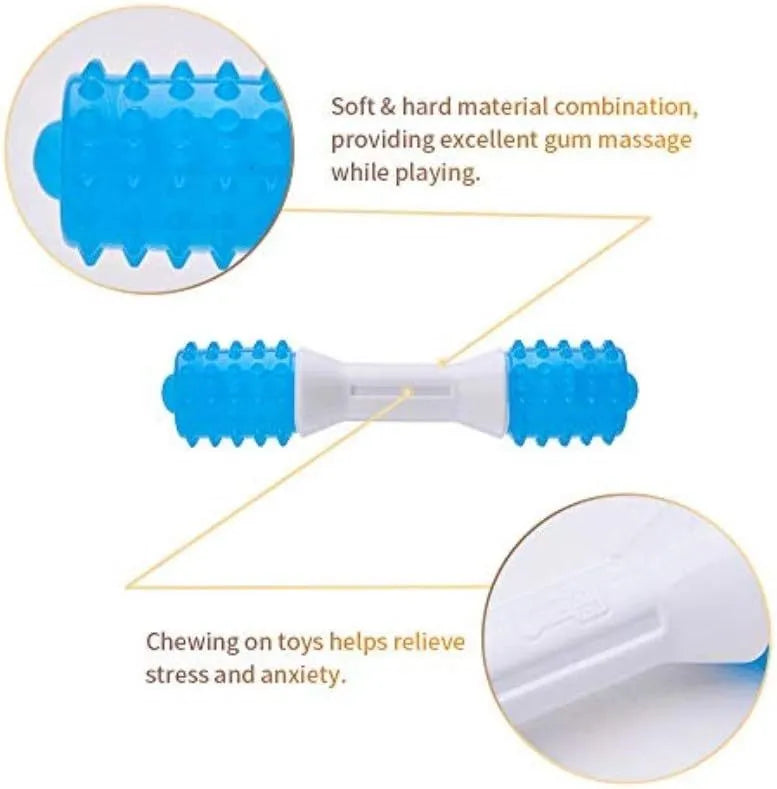 Dual-colour puppy teething chew toy made of PU rubber with varying hardness for dogs aged 2-8 months