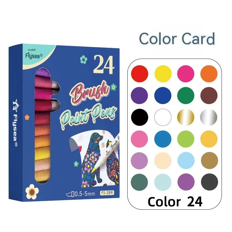 Set of soft head gouache brush marker pens for hand painting and card decoration