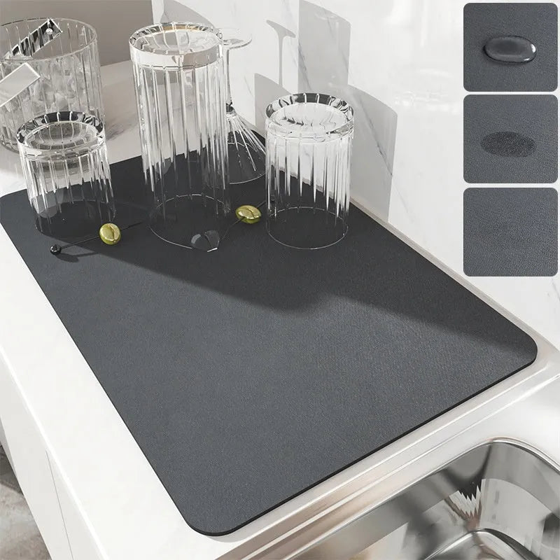 Square technical cloth drainage mat with black colour and rubber anti-slip backing