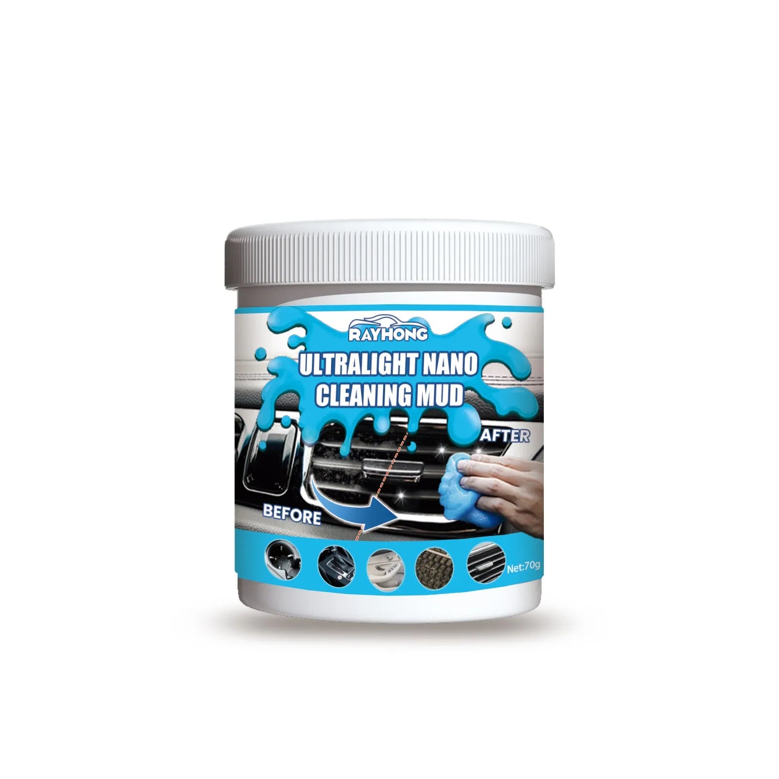70g car cleaning soft gel adhesive putty for removing dust from interior vents and gaps.