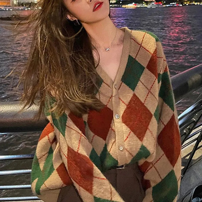 Casual acrylic knit cardigan in free size regular fit, shown in a macaron colour.